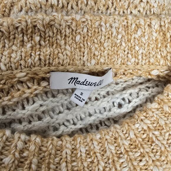 Madewell Sweater Womens Small Baez Pullover Stripe Yellow Cream Chunky Knit - Picture 7 of 8